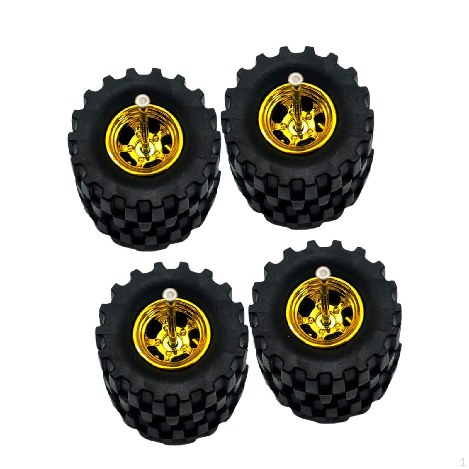 

4 штуки 1/64 Модель Автомобільні Колеса Гумові Шини для 1:64 мініатюрні моделі литих транспортних засобів для подарунків жовтий