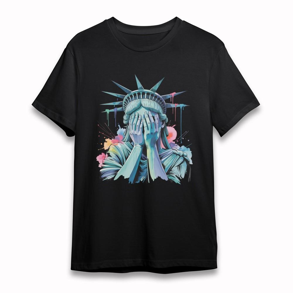 Women's Plus Size Breathable Classic T-Shirt Colorful Statue Of Liberty Tee USA