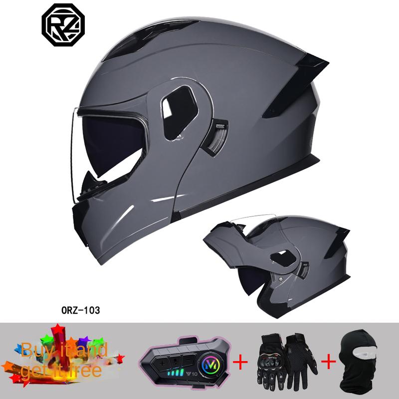 Casco modulare da motocicletta professionale da corsa 2024, materiale ABS, doppia lente, Bluetooth, certificazione DOT