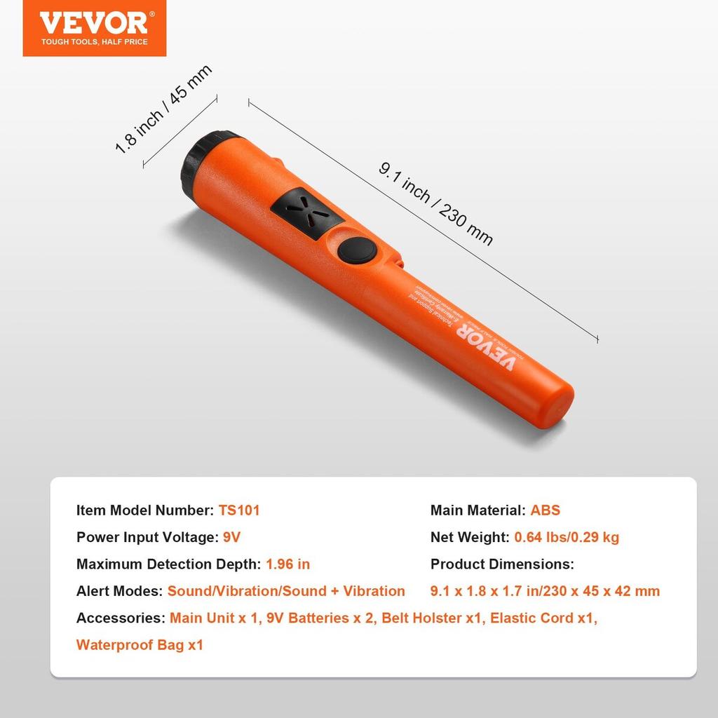 Metal Detector Pinpointer Handheld Detector Wand Probe with Waterproof Bag