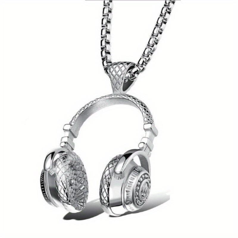 Earphone pendant music necklace, retro couple s hip-hop necklace, casual artistic earphone pendant ring