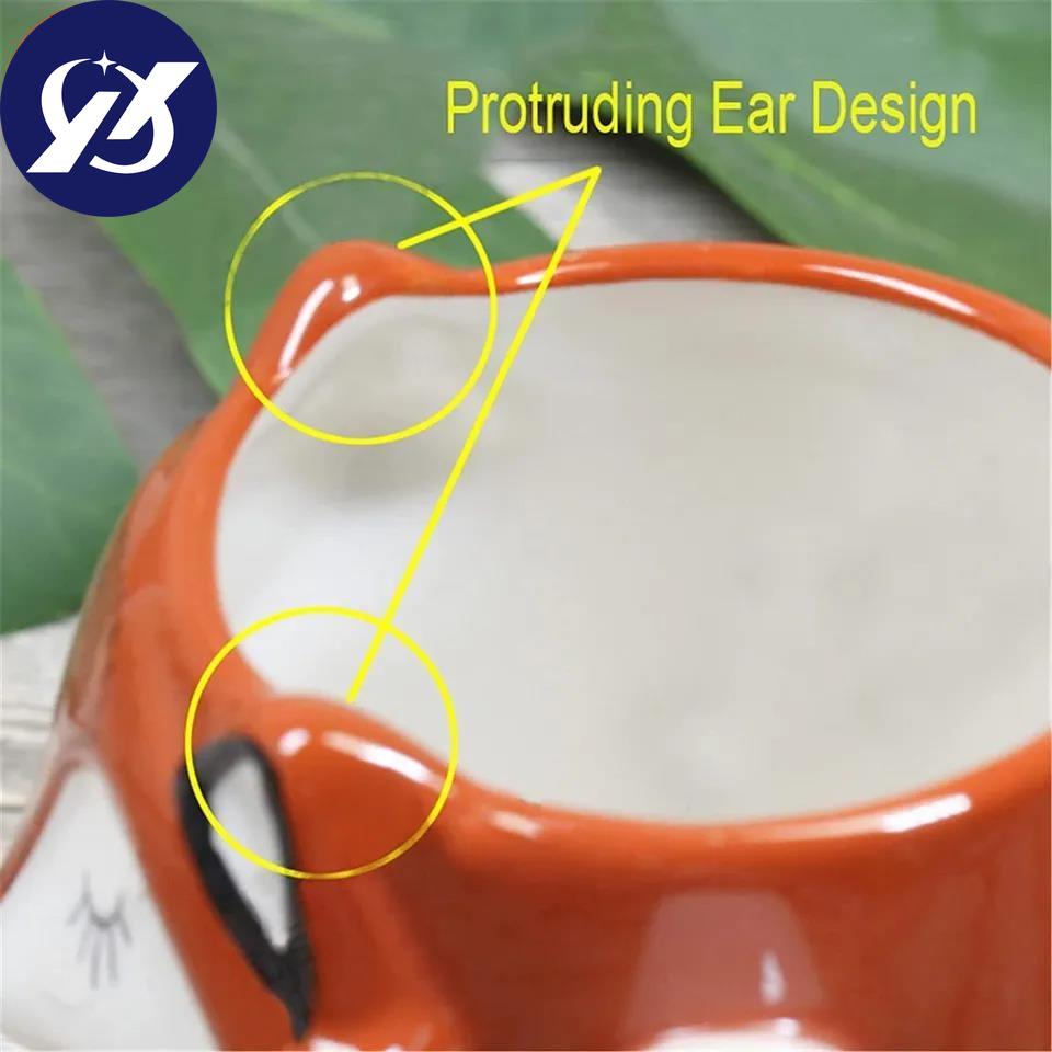 500ml keramický kreativní šálek na kávu Roztomilé zvířátko 3D Fox Velkokapacitní kreslené hrnky a šálky na pití mléka