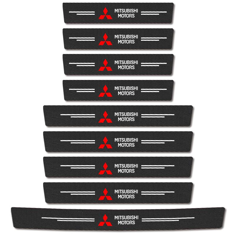 New Car Door Plate Carbon Fiber Threshold Protector Sticker Decals For Mitsubishi Outlander ASX Cross Pajero EVO Lancer L200 EX ZL0