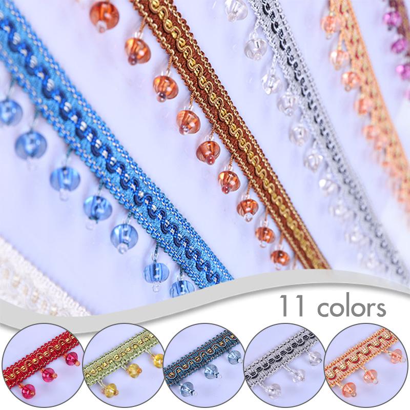 12M European Style Crystal Pumpkin Bead Curtain Fringe Trimming Upholstery DIY Curtain Lace Trim Tassel Sewing Decor Accessories