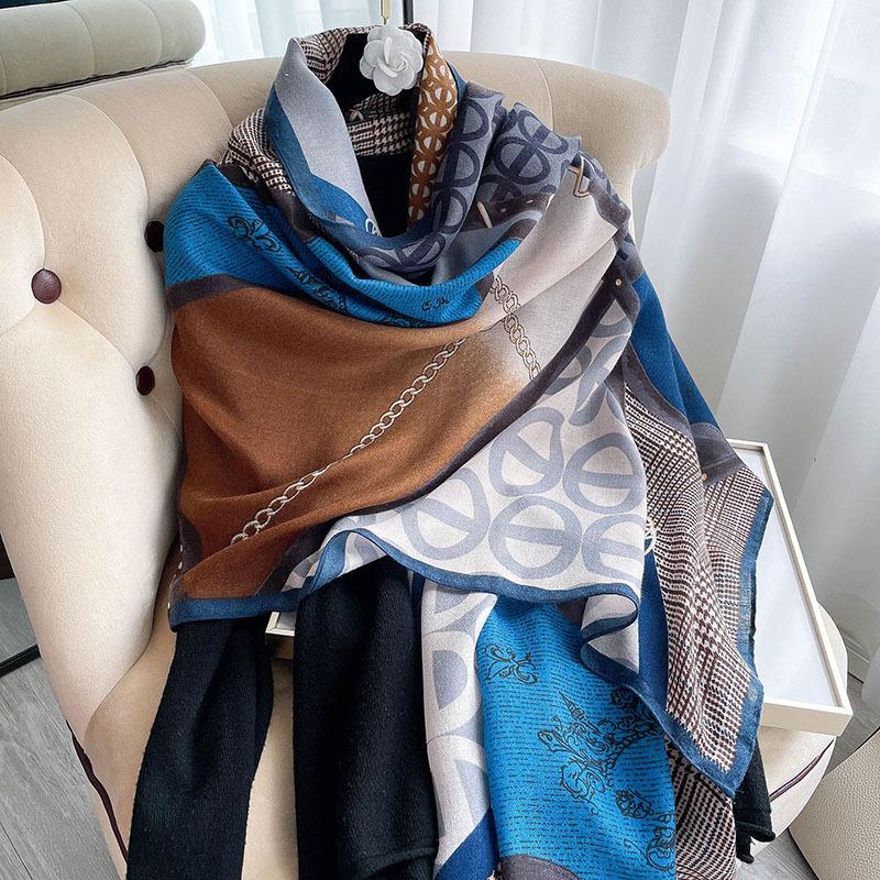 Korean Version of Houndstooth Autumn and Winter New Warm Scarf for Women Sun Protection Shawl  Beach Towel  Cotton Linen Scarf