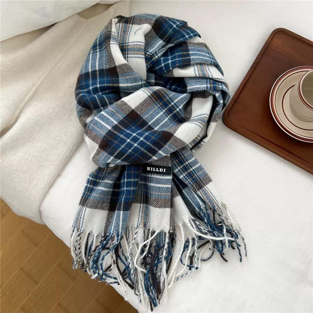 2025 Winter Red Plaid Imitation Cashmere Scarf - Warm Neck Warmer for Women & Couples