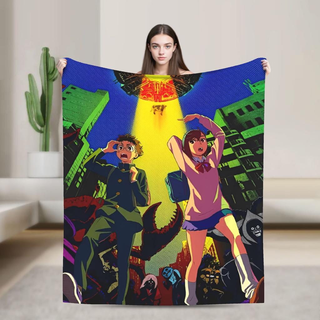 Turbo Granny Dandadan Anime Blanket Street Trend Plush Throw Blanket For Living Room Airplane Travel Flannel Bedspread Bed Cover
