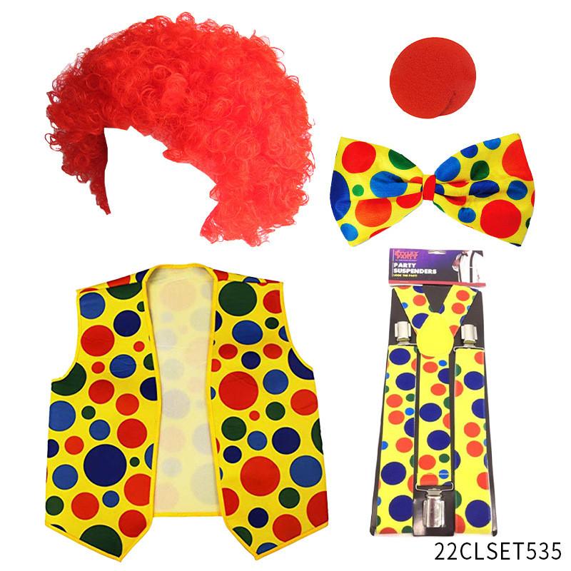 Roleplay Joker Outfit With Clown Nose And Wig Set For Cosplay Costume Events