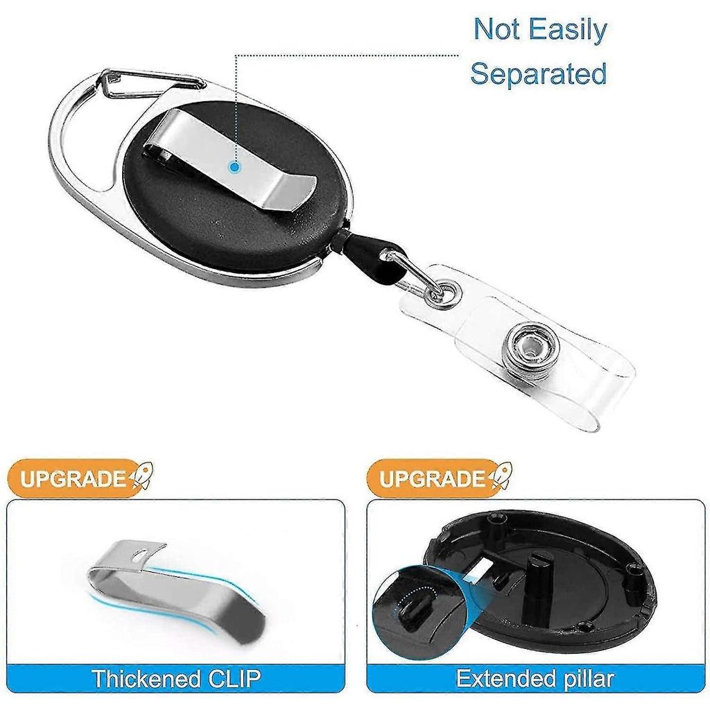 2-pack Heavy Duty Retractable Badge Holder Carabiner Reel Clip And Vertical Clear Id Card Holder