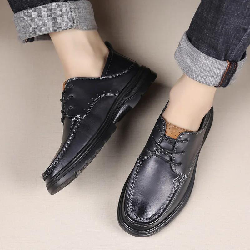 FashionNew Retro Breathable Male Loafers Spring Autumn New Designer Hand Sewing Soft Soled Fashion Casual Men's Leather Business Shoes