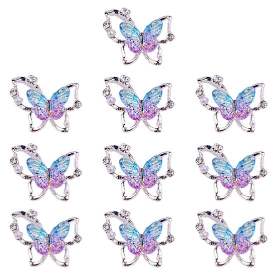10Pcs Butterfly Nail Art Charm Rhinestone Faux Pearl 3D Butterfly Shape Nail Design Jewelry DIY Crafts Nail Decoration Accessories