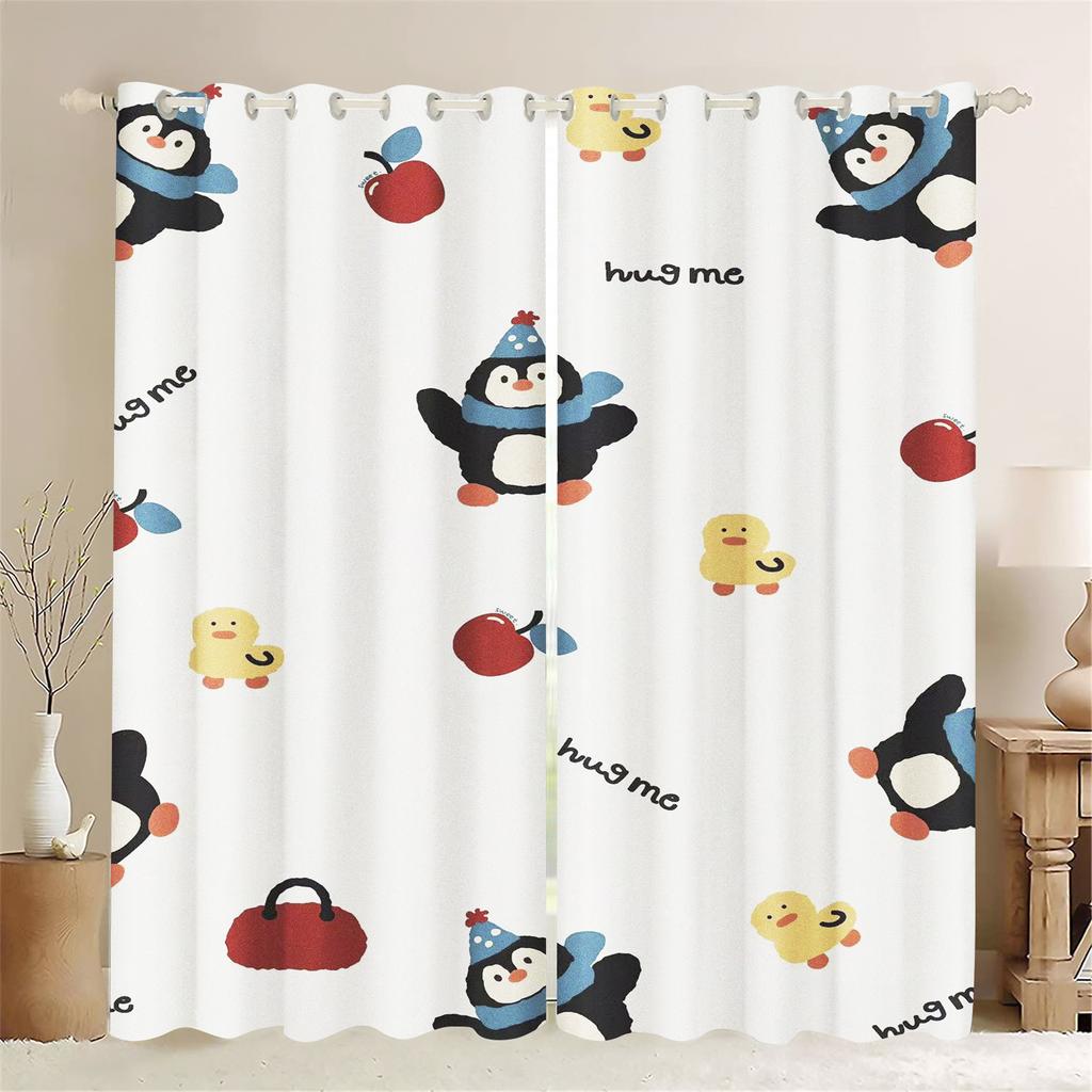 Light Blocking Curtain Cartoon Penguin Bedroom Window Living Animation Children Room Fashion Style Home Decoration Made Of Polyester Washable Ready