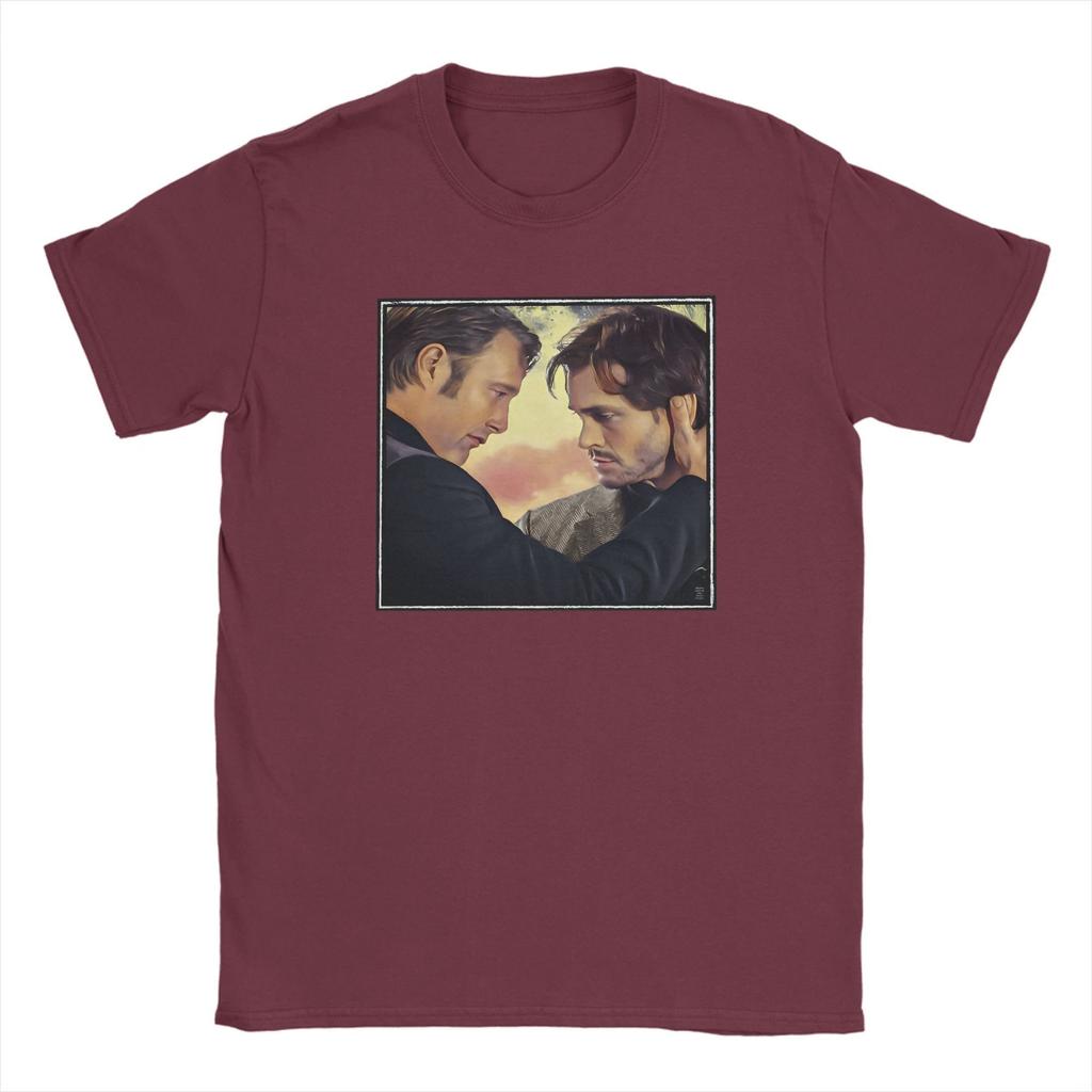 Hannibal und Will Hannigram Sonnenuntergang T-Shirts für Herren Reine Baumwolle Kreative T-Shirts Rundhals Hannibal T-Shirt Kleidung