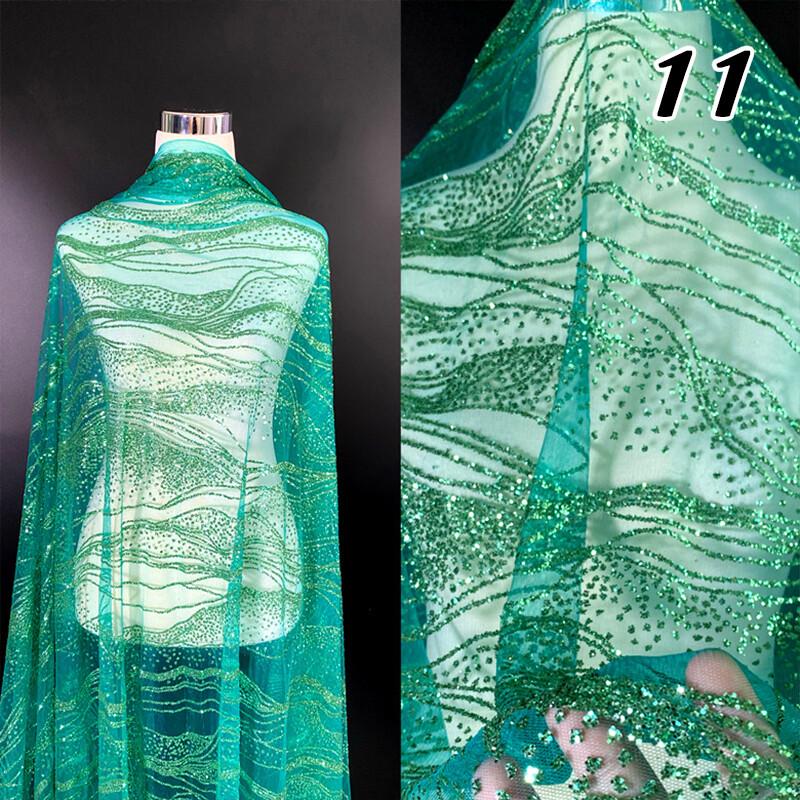 50x130cm Bronzing Glitter Sequin Ripple Wave Lace Fabric Wedding Dress Material DIY Women Dress Suit Sewing Clothing Material