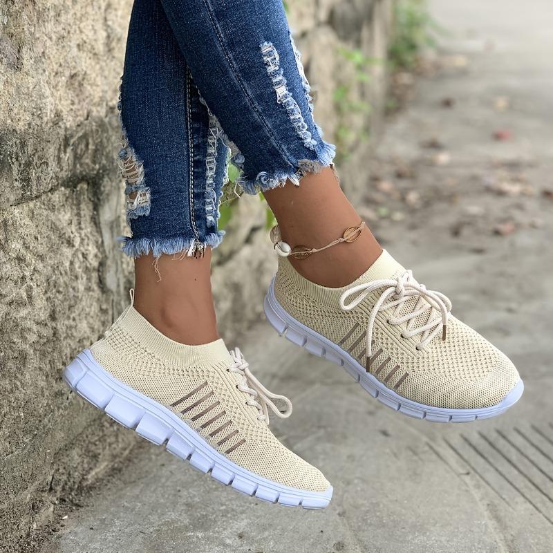 Prodyšné úpletové síťové tenisky pro ženy – lehké šněrovací běžecké boty