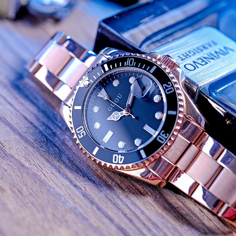New Fashion Men's Watch Trendy Personalized Calendar Men's Steel Band Waterproof Men's Watch