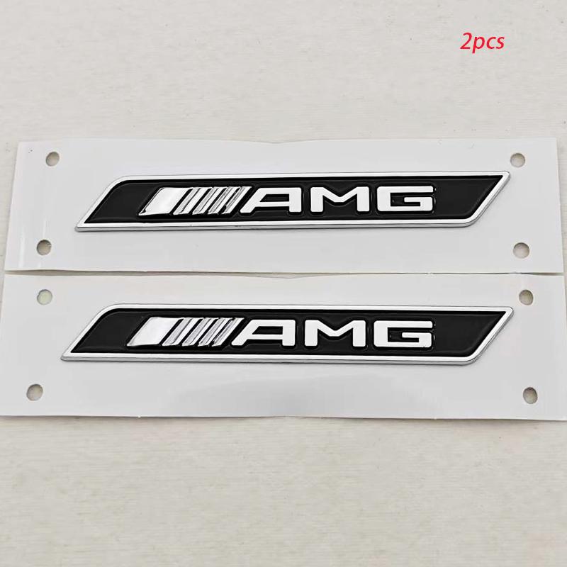 For Mercedes Benz New AMG Car Letters Badge 2pcs ABS Fender Side Emblem Sticker For AMG W204 W124 W201 W202 W212 W220 Accessorie