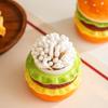 Ceramic Hamburger Toothpick Holder Dust-proof Dental Floss Box Funny Toothpick Jar  Office