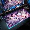 RGB Blue Archive Kawaii Misono Mika Mousepad PC Gaming Accessories Desk Mat Non-Slip Rubber Cool Light LED Office Work Mousepad