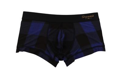 Grave Vault Boxer à Carreaux Buffalo Bleu pour Homme, Slip Basse Hauteur,