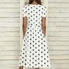 New Summer Fashion Mid-rise Casual Round-neck Polka Dot Printed Short-sleeved Dress for Women