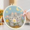 DIY-Lochstickerei-Kits Niedliche Tiere Einfach für Anfänger Lochstickerei-Stickset mit Rahmen Teppichhäkeln für Festivalgeschenk