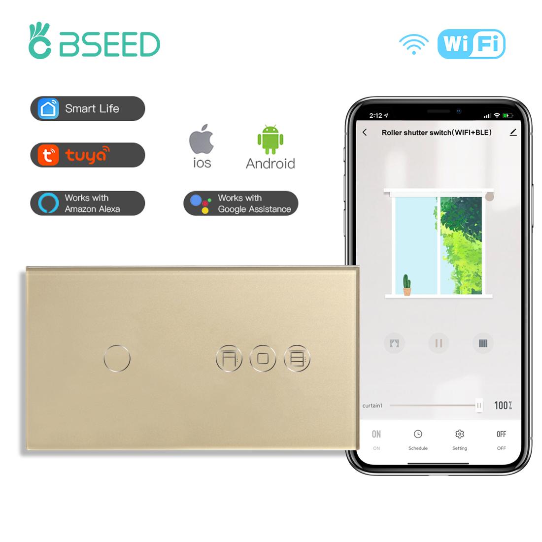 

Bseed EU Wifi Smart Roller Shutter Switch 1/2/3 Gang APP Control Combination Smart Switch Support For Tuya Google Assistant App
