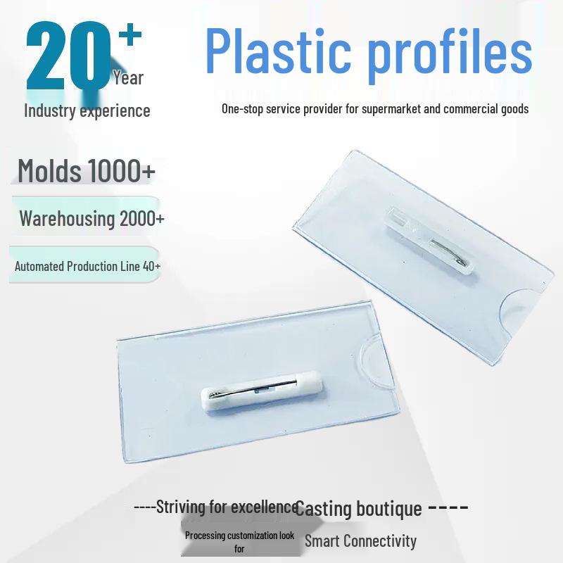 

In-Stock Transparent Plastic Name Tag with Replaceable Paper Insert & Pin for Company Employees 70x32mm