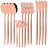 Silver Dinnerware Set 16Pcs Cutlery Set Stainless Steel Flatware Cake Fruit Fork Kitchen Knife Forks Spoon Tableware Set