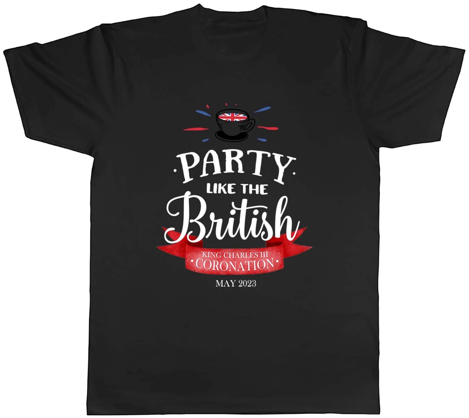 King Charles Coronation Mens T-Shirt Party like the British Unisex Tee Gift L