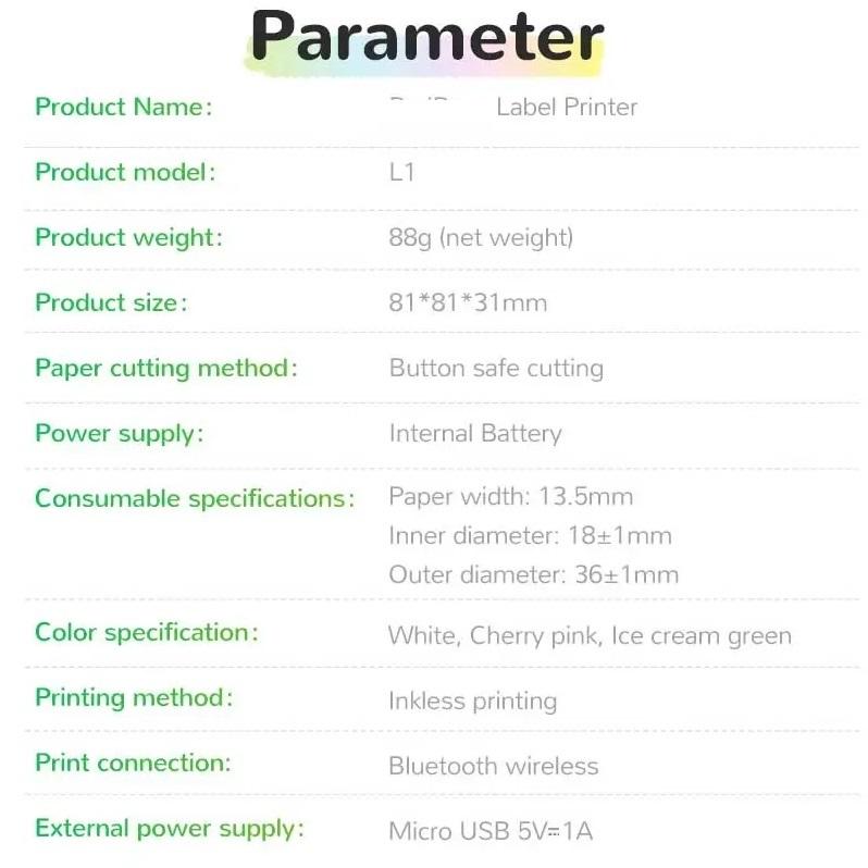 Mini imprimantă termică de etichete fără cerneală Mașină de făcut etichete Bluetooth fără fir pentru imprimarea etichetelor telefonului mobil + 2 role de hârtie