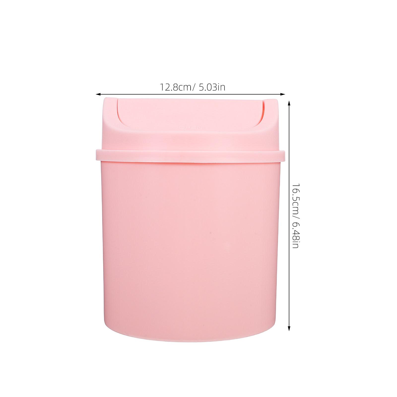 

Mini Desktop Trash Can Swing Lid 2L Small Trash Bin for Desk Bedroom Office Vanity Compact Waste Bin Modern Small Garbage Can розовый