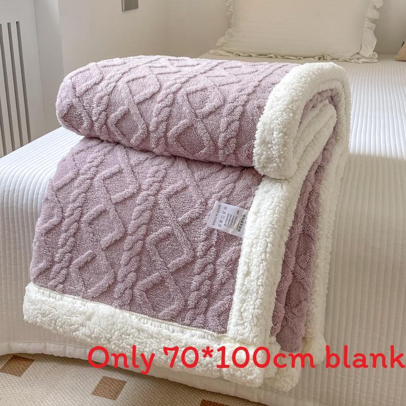 Jacquard Color Solid Thickened 70x100cm Blanket Double Sided Fluff Plush Office
