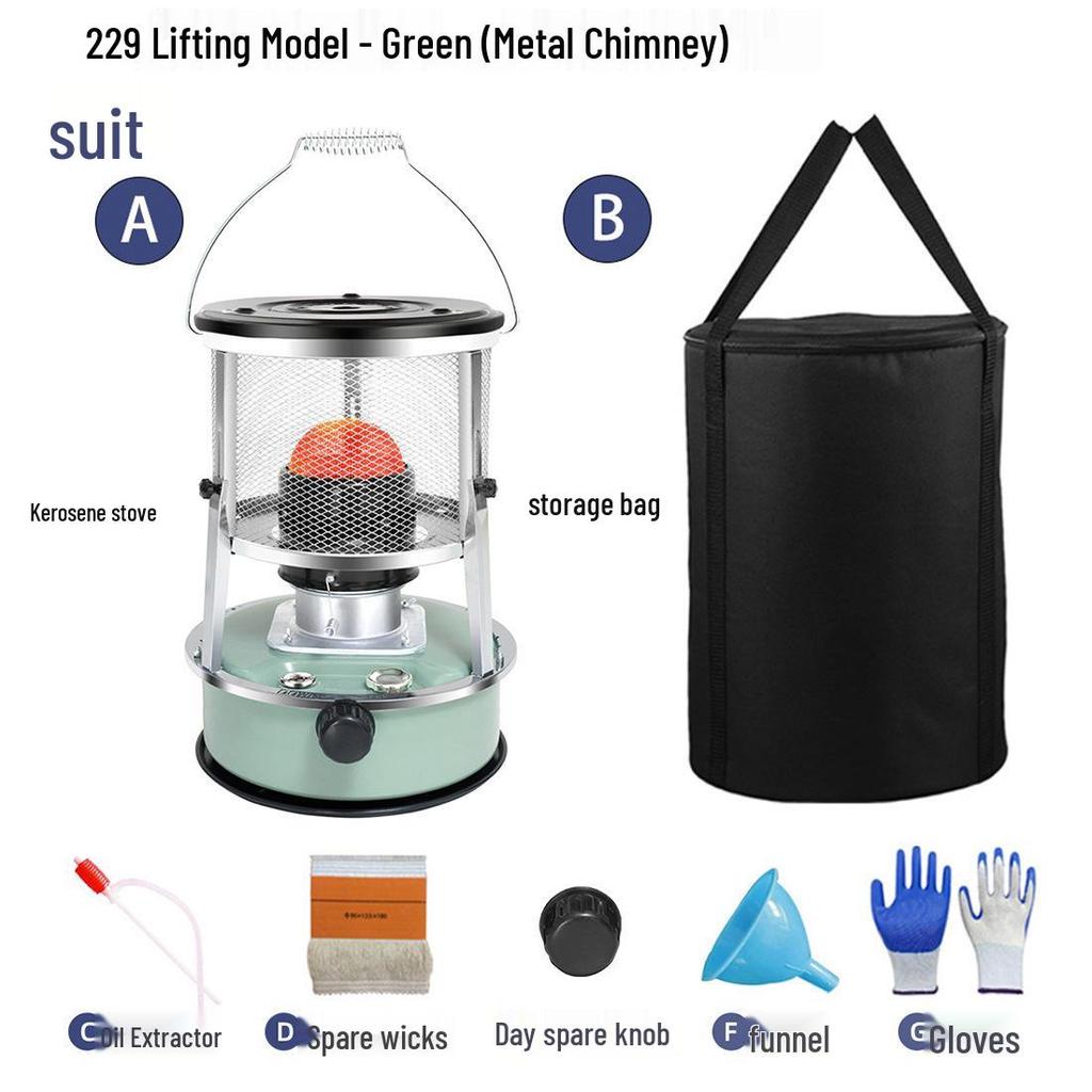Adjustable Height Glass Chimney Kerosene Stove for Outdoor Camping & Indoor Use