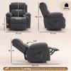 Recliner TV Chair 360 degrees Rotating Massage Chair with Heat, Massage, Chenille Look, Dark Gray