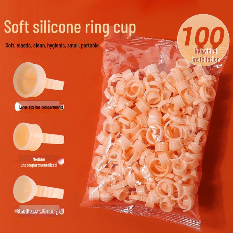 Silicone Pigment Ring Cup for Semi-Permanent Tattooing - Disposable Finger Ring for Eyebrow, Eye, and Lip Applications