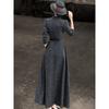 Lanseer Elegant V-Neck Long Sleeve Midi Dress
