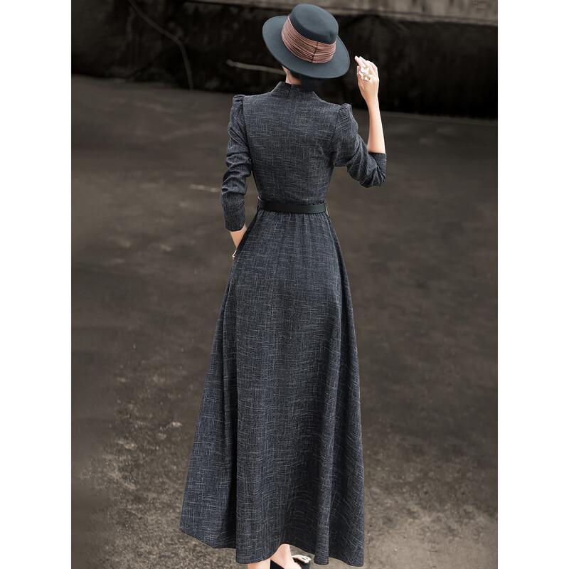 Lanseer Elegant V-Neck Long Sleeve Midi Dress