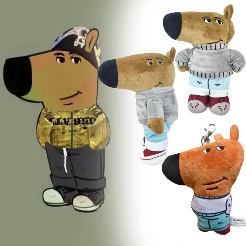 Chill Meme Guy Cartoon Dog Plush Toy Stuffed Animal Doll Kids Birthday Gift
