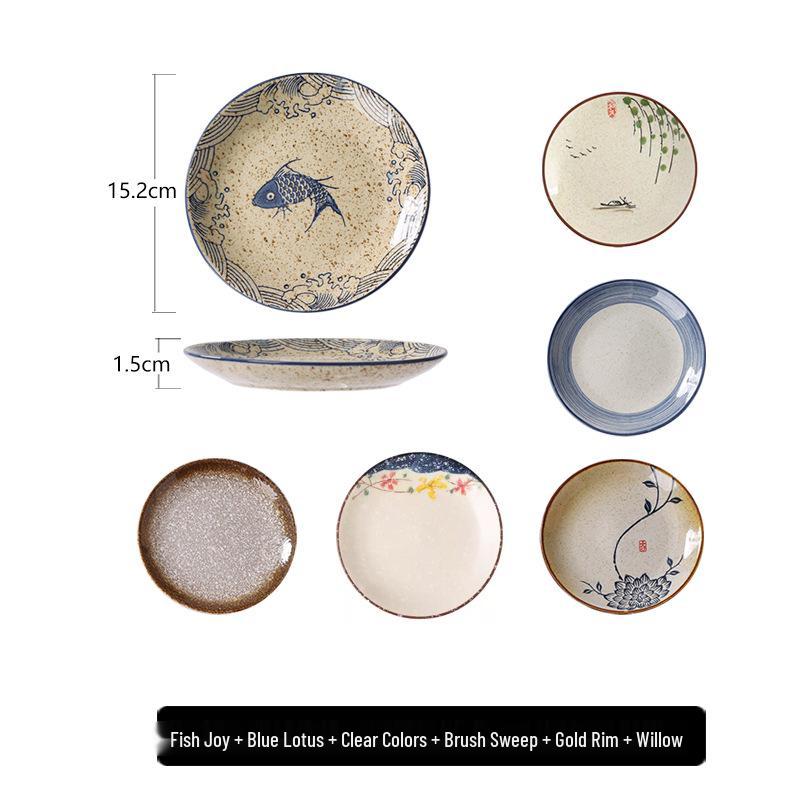 Hand-Painted Retro 6-Inch Round Ceramic Plate - Bone Dish, Spittoon, Tea Snack, Dried Fruit, Small Snack, Pastry Plate.