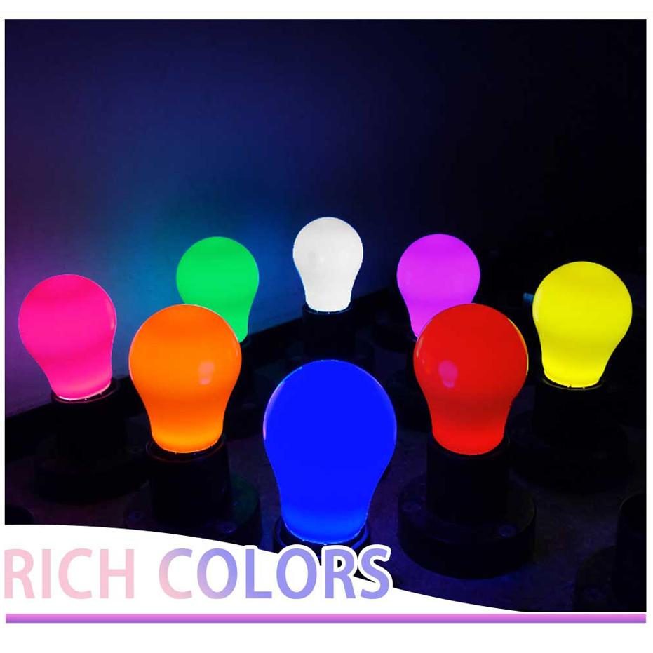 10 Adet Renkli E27 LED Ampul 220V 2W A45 Lamba Kırmızı Mavi Beyaz Sarı Pembe PC Dış Mekan Kamp Dekorasyonu Festival Renkli Ampul Lamba