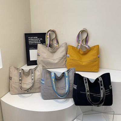 Simple Tote Bag Women's Fashion Portable Shopping Bag Large Capacity Student Class Shoulder Bag