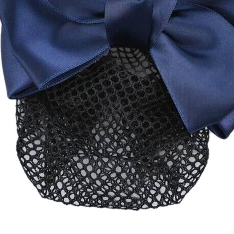 Bowknot Hair Snood Net Elegant Women Barrette Hair Clip Bun Cover for Waitress Nurse Blue Bowknot Net