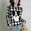 Spring Fashion Animal Dog Print Women's T-shirt Europe America Casual Pullover Women Long Sleeve Clothing Outdoor Street Tees Top