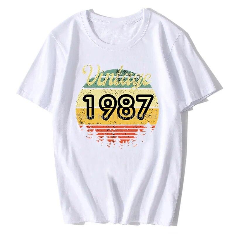 Summer Casual Unisexs T Shirt Kawaii Graphic T Shirt Vintage 1987 1984 2015 2009 1997 Tees Funny Gift Top Unisex Cotton T-shirt