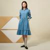Binpolleidiseu [Reedition] Hedge Denim Volume Sleeve Dress Blue (Bf5271S01P)