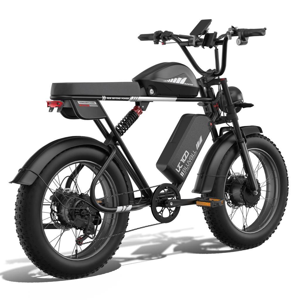 Bluvall K10 Elektrofahrrad Spitze 3000W Doppelmotor 52V 43Ah Doppelbatterie 20 Zoll Dicke Reifen Vollfederung E-Bike für Erwachsene