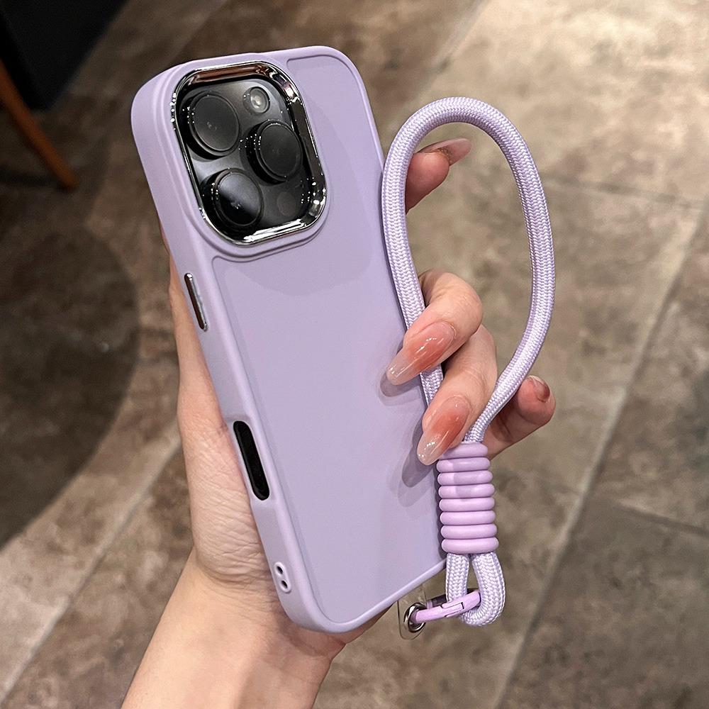 Luxury Soft Silicone With Lanyard Phone Case For iPhone 11 12 13 14 15 16 Pro Max Plus Shockproof Bumper Cases Cover