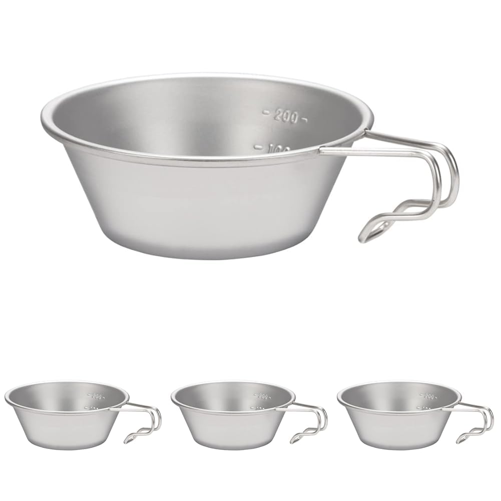 Snow Peak Stainless Steel Sierra Cup E-203, Lightweight, for Outdoor Camping (Pack of 4)