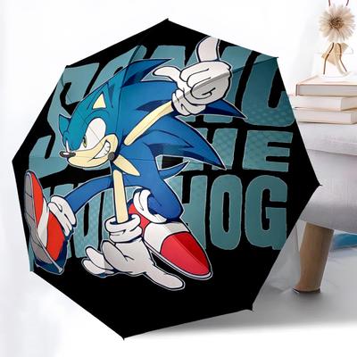 1PC Sonic, Hedgehog Automatic Open/Close, 8-Rib Durable Frame Compact Travel Umbrella for Men & Women S1222008